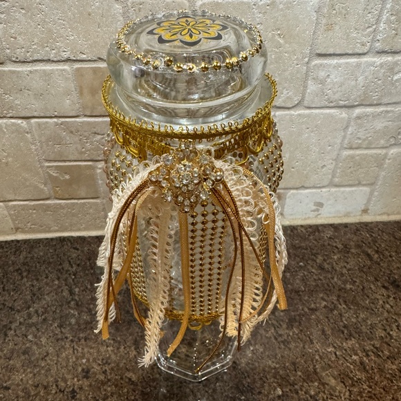 Vintage Handmade Glass Jeweled Candy Jar - Picture 3 of 8